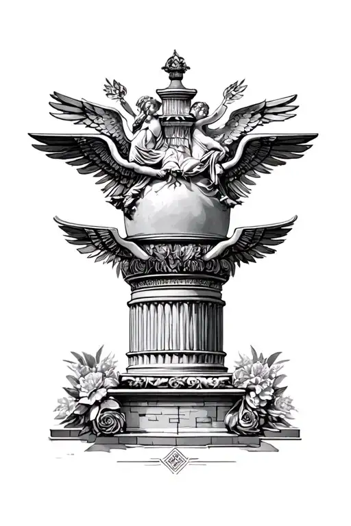 pressure is a privilege but in greek style, arhitecture and myth tattoo design idea