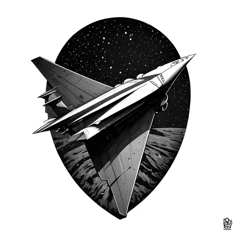 paper plane with jet shadow and A dotwork tattoo tattoo design idea
