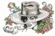 michael jackson hat surrounded tattoo design idea
