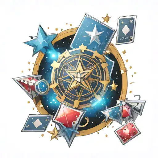 Royal Flush, stars, starburst background, tattoo design idea