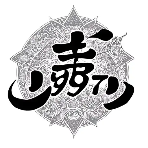 man born 1997 engraved Chinese letters surrounded tattoo design idea