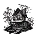trap house surrounded tattoo design idea