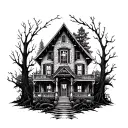 trap house surrounded tattoo design idea