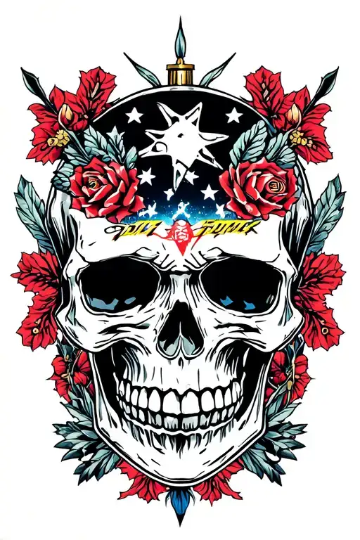 cyberpunk  2077 ornaments skull  tattoo design idea