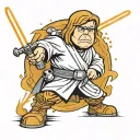 chris griffin star wars jedi with sword cartoon style tattoo design idea