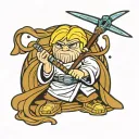 chris griffin star wars jedi with sword cartoon style tattoo design idea