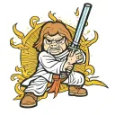 chris griffin star wars jedi with sword cartoon style tattoo design idea