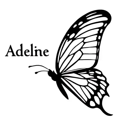 name Adeline with butterfly tattoo design idea