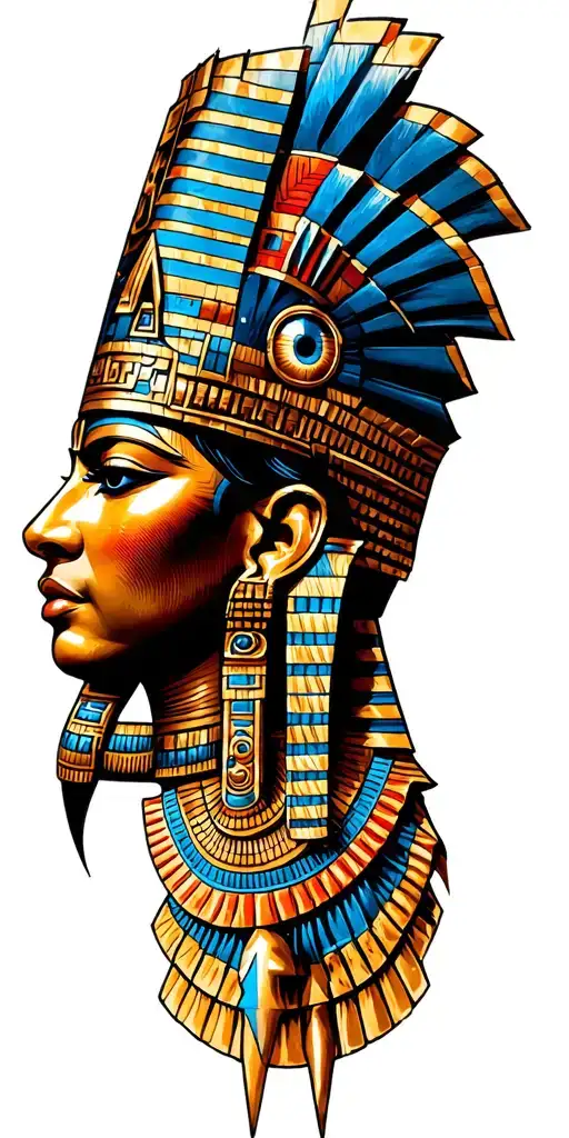 A Fusion Of Inka And Egyptian Symbolism, Featuring mayan osiris and All Seeing Eye and lightning bolt tattoo design idea