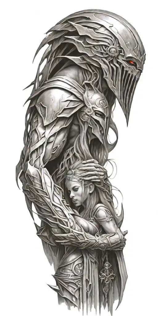 tyrael and lilith diablo iv tattoo design idea
