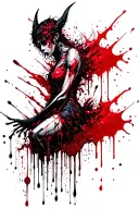 A changeling dripping with blood dripping tattoo design idea