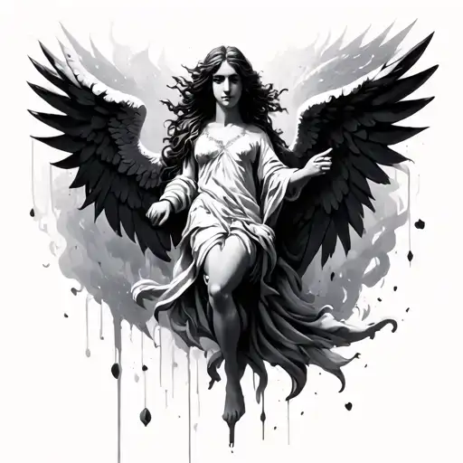 falling angel tattoo design idea
