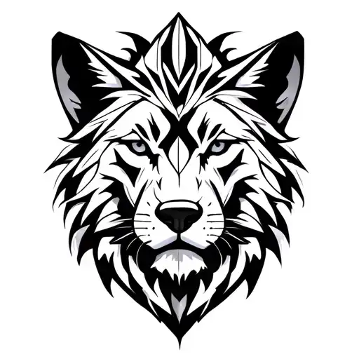 lion and wolf tattoo design idea