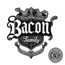 "Bacon cursive family crest " writing cursive with crest the word bacon  tattoo design idea