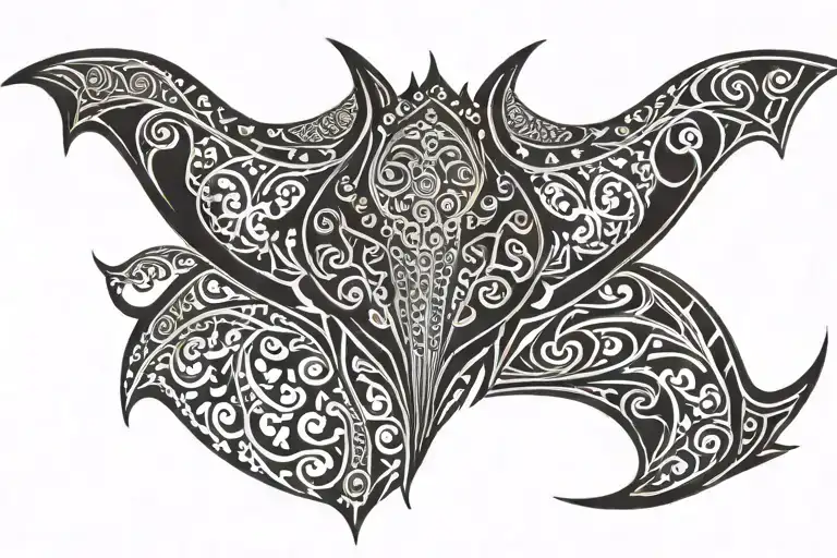 Fijian manta ray with intricate tribal tattoo design idea