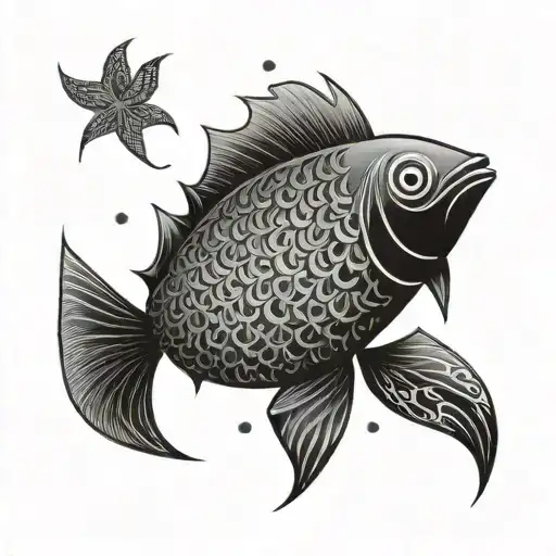 A geometric pattern resembling fish scales with Maori elements incorporated tattoo design idea