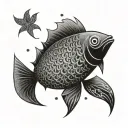 A geometric pattern resembling fish scales with Maori elements incorporated tattoo design idea