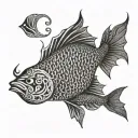 A geometric pattern resembling fish scales with Maori elements incorporated tattoo design idea