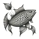 A geometric pattern resembling fish scales with Maori elements incorporated tattoo design idea