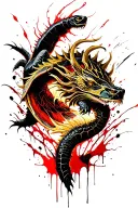 Navy shellback turtle fighting with a golden dragon tattoo design idea