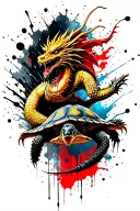 Navy shellback turtle fighting with a golden dragon tattoo design idea
