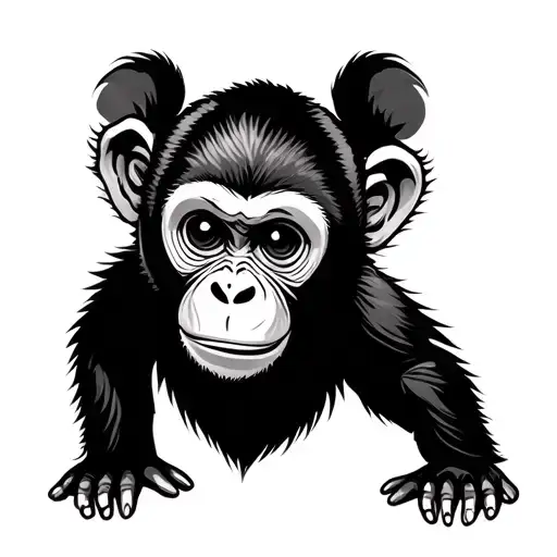 Cute Monkey tattoo design idea