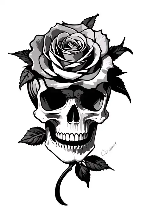 skull rose and rebel flag  tattoo design idea