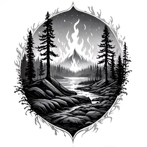 Forest Fire tattoo design idea