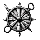 spinning wheel, scissors and a spindle  tattoo design idea