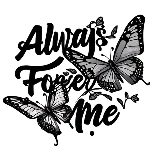 "Always Forever Me" Butterflies tattoo design idea