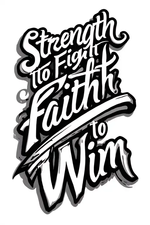 Create a tattoo with lettering next phrase strength to fight faith to win tattoo design idea