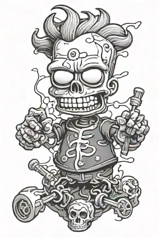 bart simpson skeleton tattoo design idea