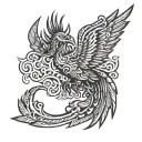 phoenix wrapped Hmong symbols tattoo design idea