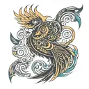 phoenix wrapped Hmong symbols tattoo design idea