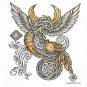 phoenix wrapped Hmong symbols tattoo design idea