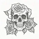 skull rose goth tattoo design idea