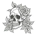 skull rose goth tattoo design idea