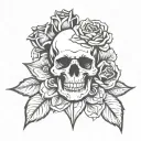 skull rose goth tattoo design idea