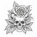 skull rose goth tattoo design idea