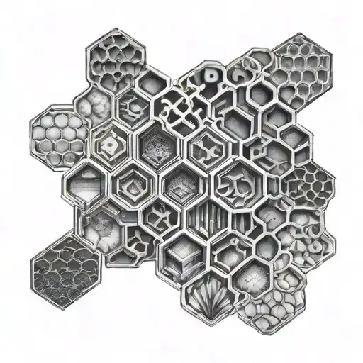 honeycomb structure including Nepal, Hawaii, Los Angeles, New York and Australia tattoo design idea
