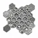 honeycomb structure including Nepal, Hawaii, Los Angeles, New York and Australia tattoo design idea