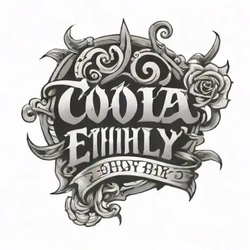 cold ethyl in block letters tattoo design idea