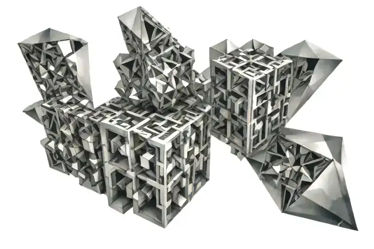 A three-dimensional representation of a tesseract, a four-dimensional cube, symbolizing higher dimension tattoo design idea