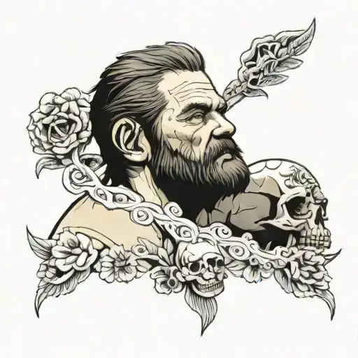 last of us joel with skull tattoo design idea