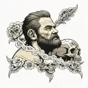 last of us joel with skull tattoo design idea