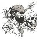 last of us joel with skull tattoo design idea