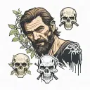 last of us joel with skull tattoo design idea