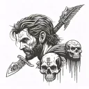 last of us joel with skull tattoo design idea
