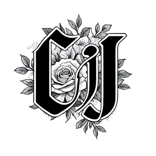 c j j written in calligraphy tattoo design idea
