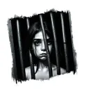 sad girl behind bars tattoo design idea